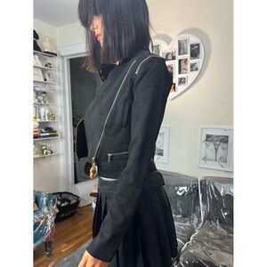 NWT Women's Black Suede Moto Jacket with Asymmetrical Zip